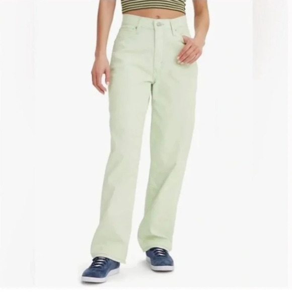 Levi's Women's 94 Baggy Meadow Mist Corduroy Mint Green Straight Leg Pants Jenas - Picture 14 of 14